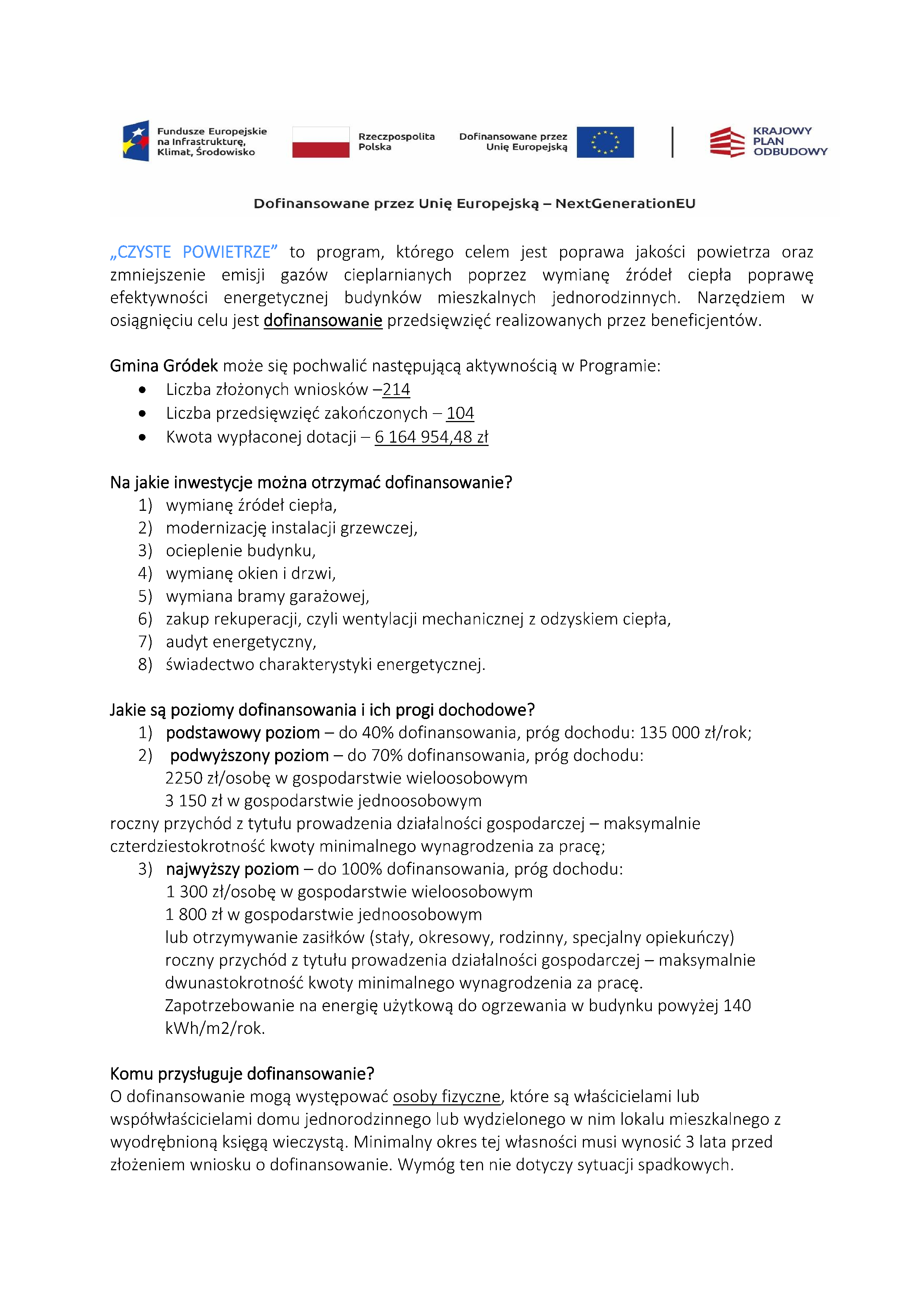 Informacja na stronę Gminy Gródek 10.2025 0001