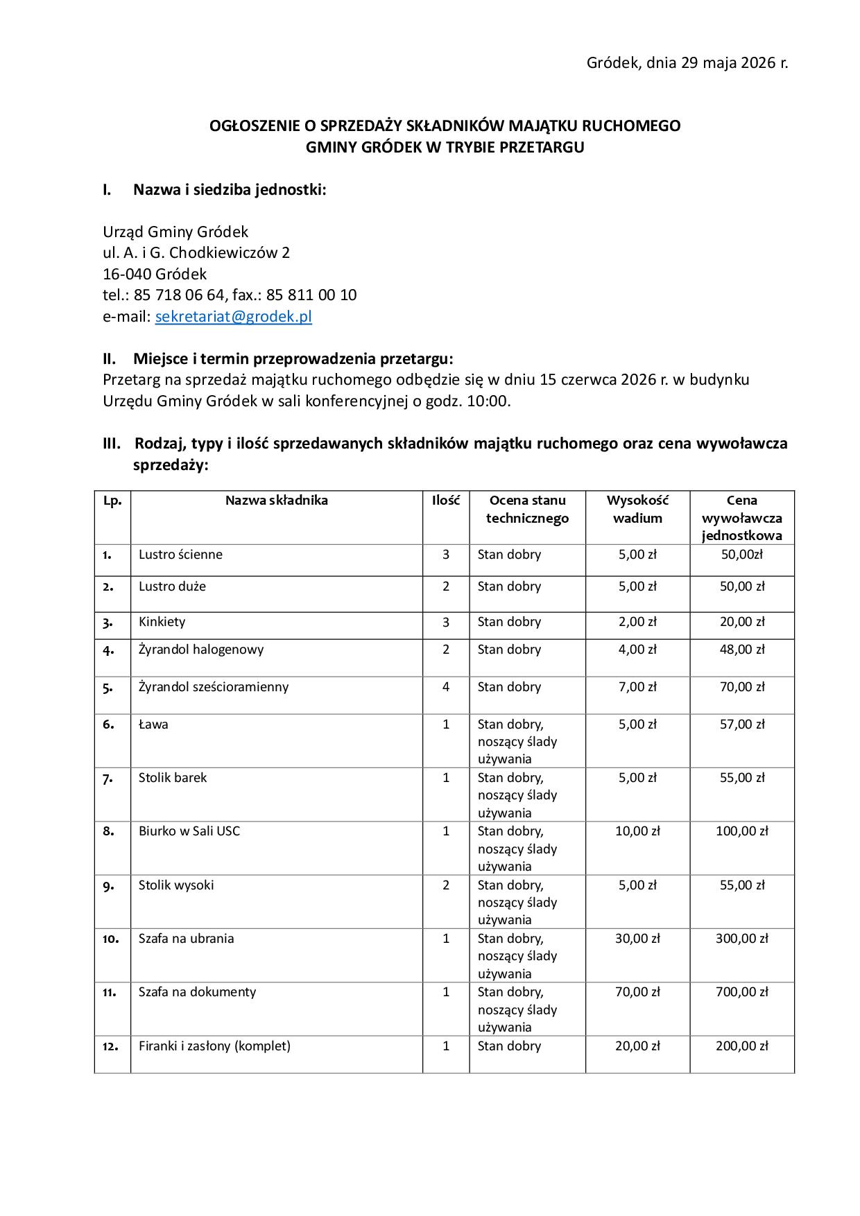 Ogłoszenie o przetargu ze zdjęciami1