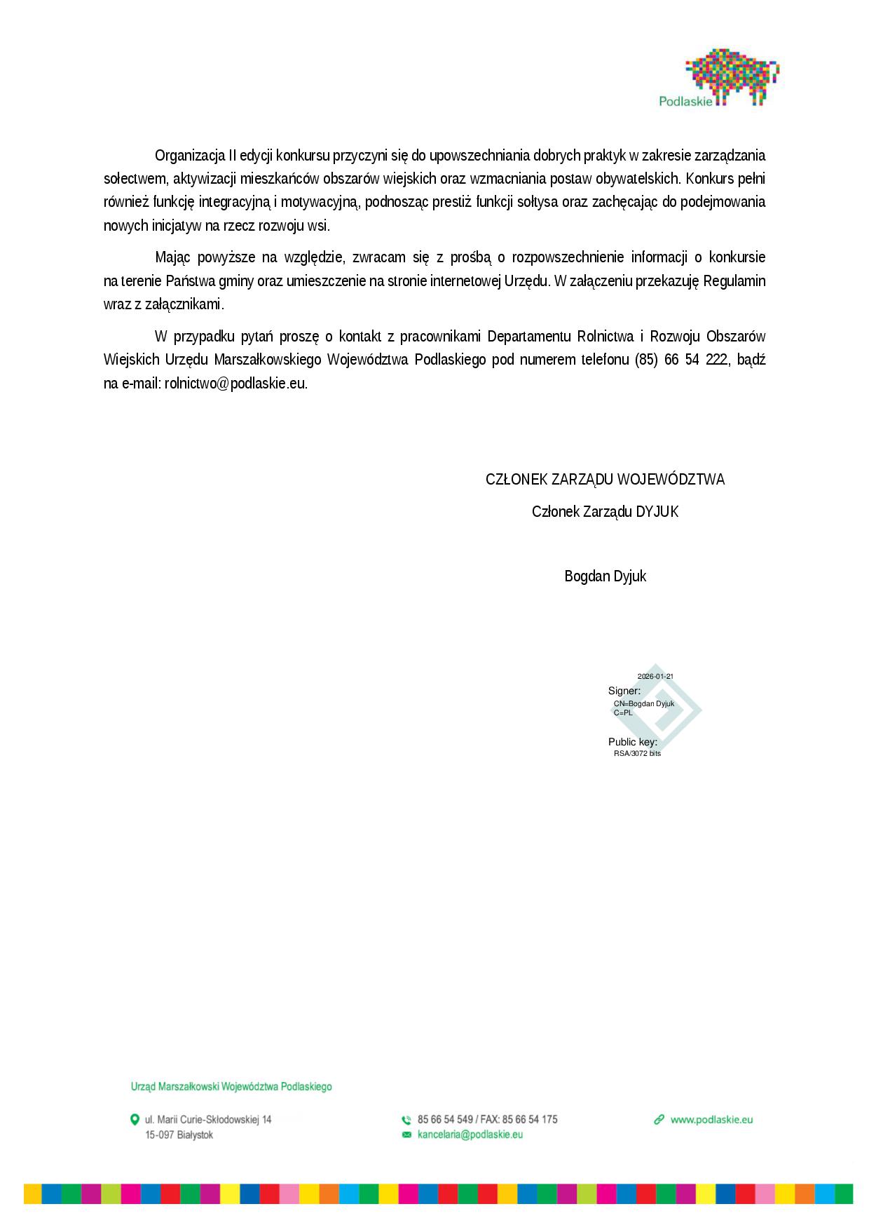 Pismo dot. Konkursu Nasz Sołtys jest Najlepszy Załącznik RPW 792 2026 12