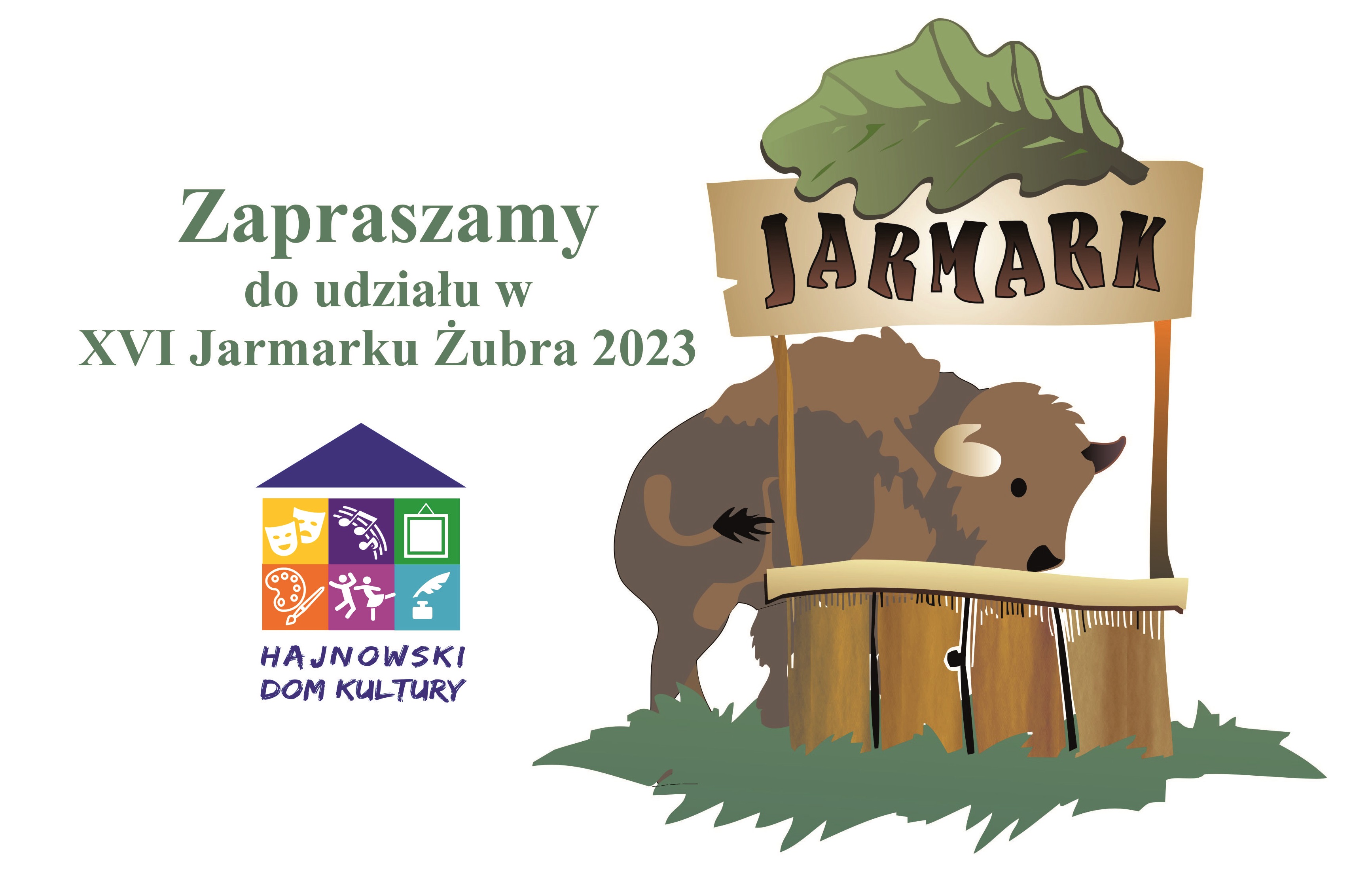 Plakat zapraszający do udziału w Jarmarku Żubra 2023