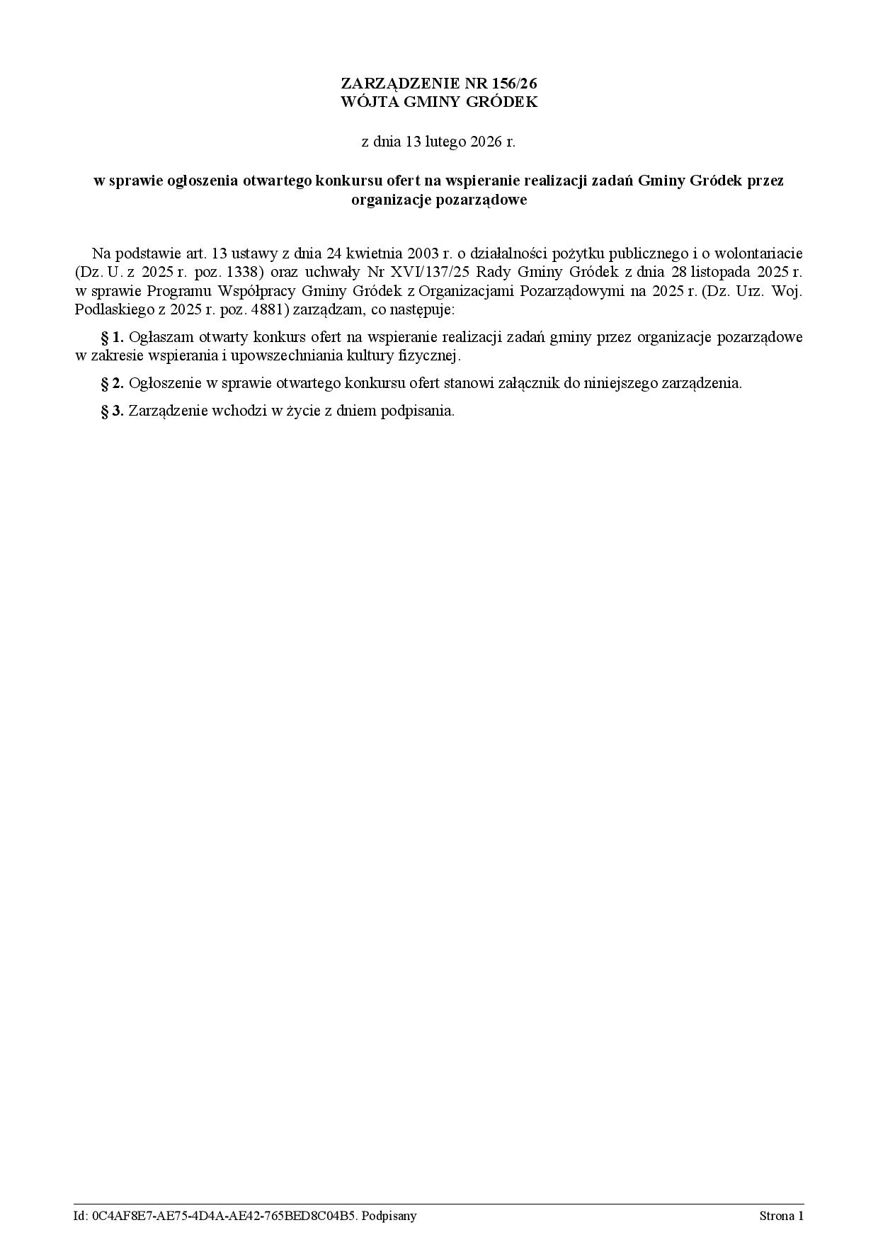 Zarządzenie nr 1561