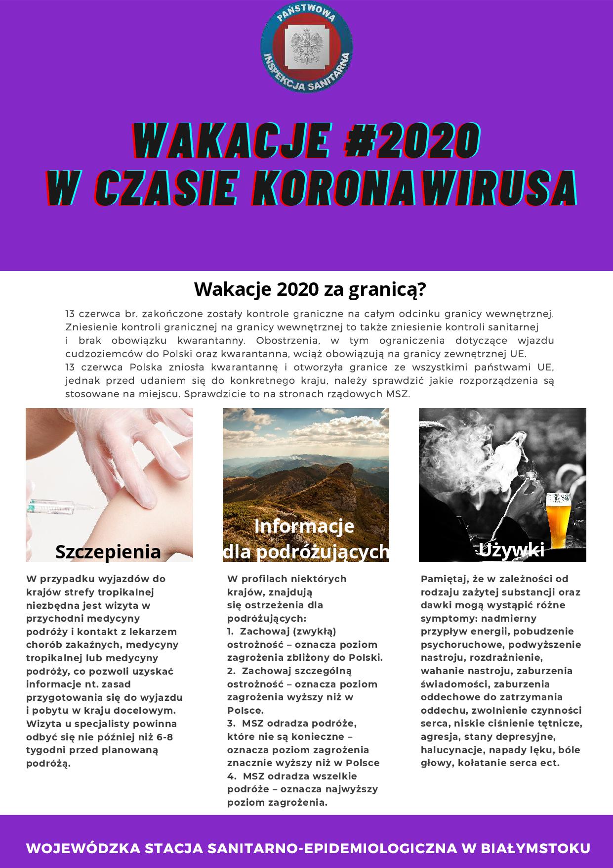 Ulotka bezpieczne wakacje 20201