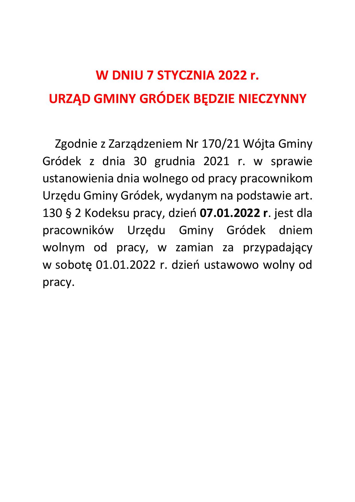 informacja o dniu wolnym 2