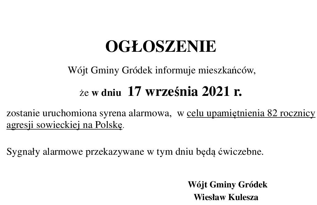 ogłoszenie syrena alarmowa