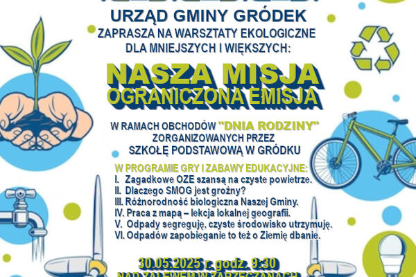 Zaproszenie na warszaty ekologiczne „Nasza Misja - Ograniczona Emisja”