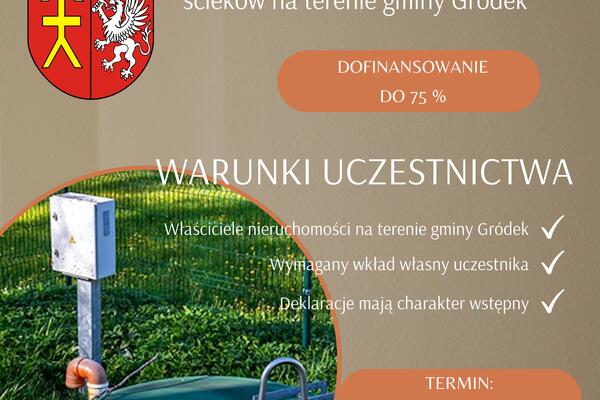 OGŁOSZENIE O NABORZE DO UDZIAŁU W PROJEKCIE „Budowa przydomowych oczyszczalni ścieków na terenie gminy Gródek”